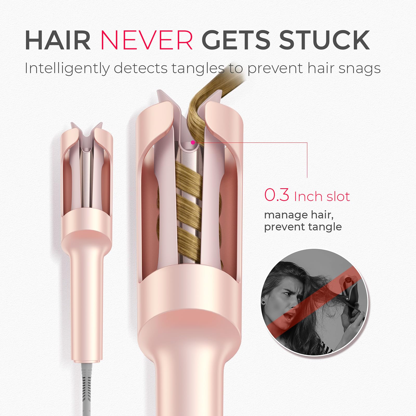 TYMO Automatic Rotating Curling Iron - TYMO CURLPRO Beach Waves Curling Wand, Portable Hair Curler, 500 Million Ionic, Dual Voltage & Lightweight for Travel, Ceramic Coating, 1 1/4 Inch, Metallic Gray