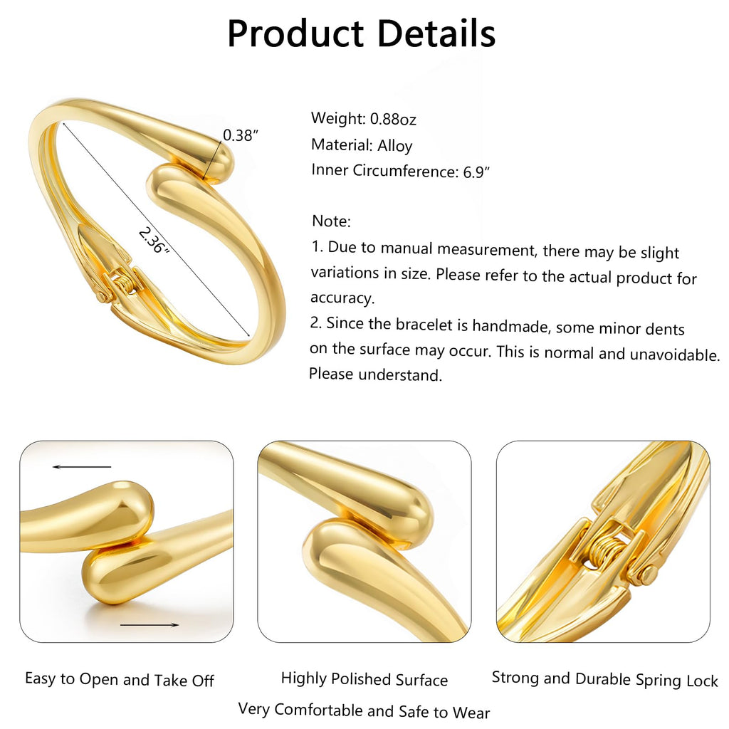 Chunky Gold Bangle Bracelets for Women, Dainty 14k Gold Plated Big Stackable Bangles Set, Trendy Statement Cuff Bracelet Stack Fashion Jewelry Gifts